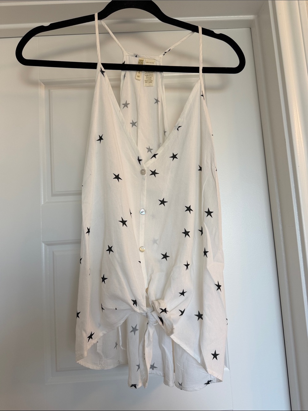 Japna White Star-Print Tie-Front Cami